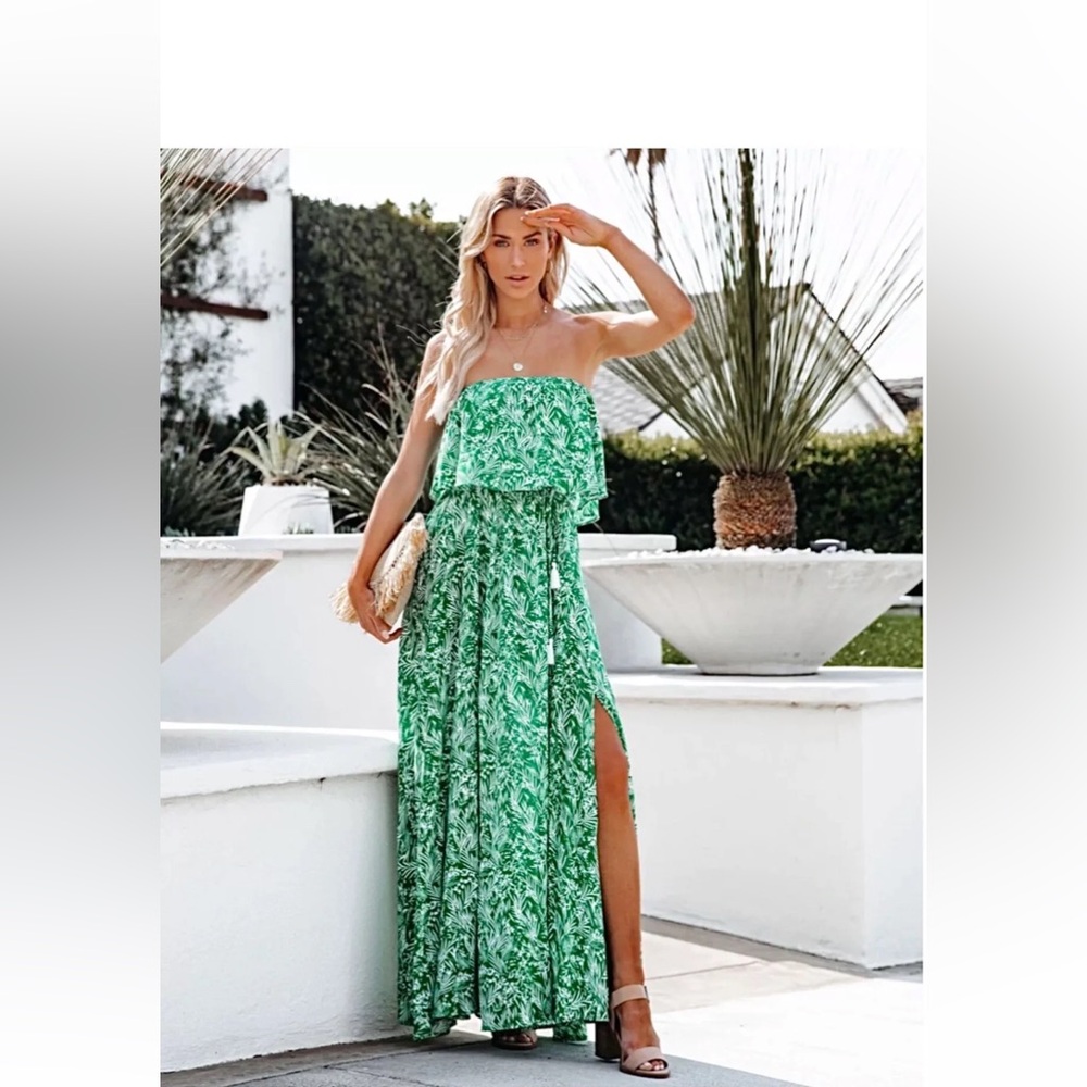 JAPNA Tropical Green Maxi Dress